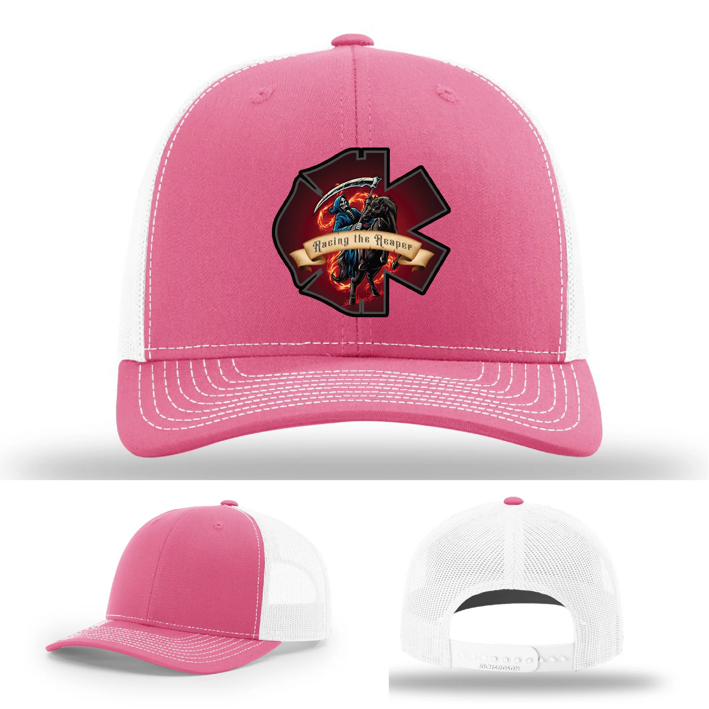 Fire & EMS Reaper Hat | Full-Color Leather Patch Design