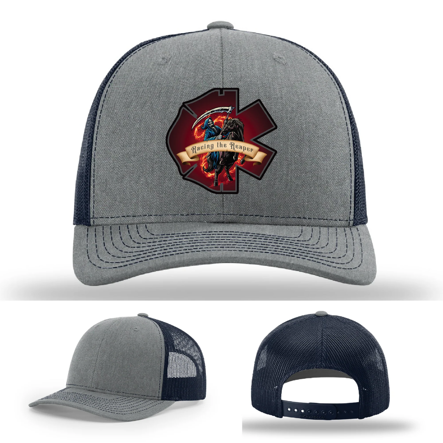 Fire & EMS Reaper Hat | Full-Color Leather Patch Design