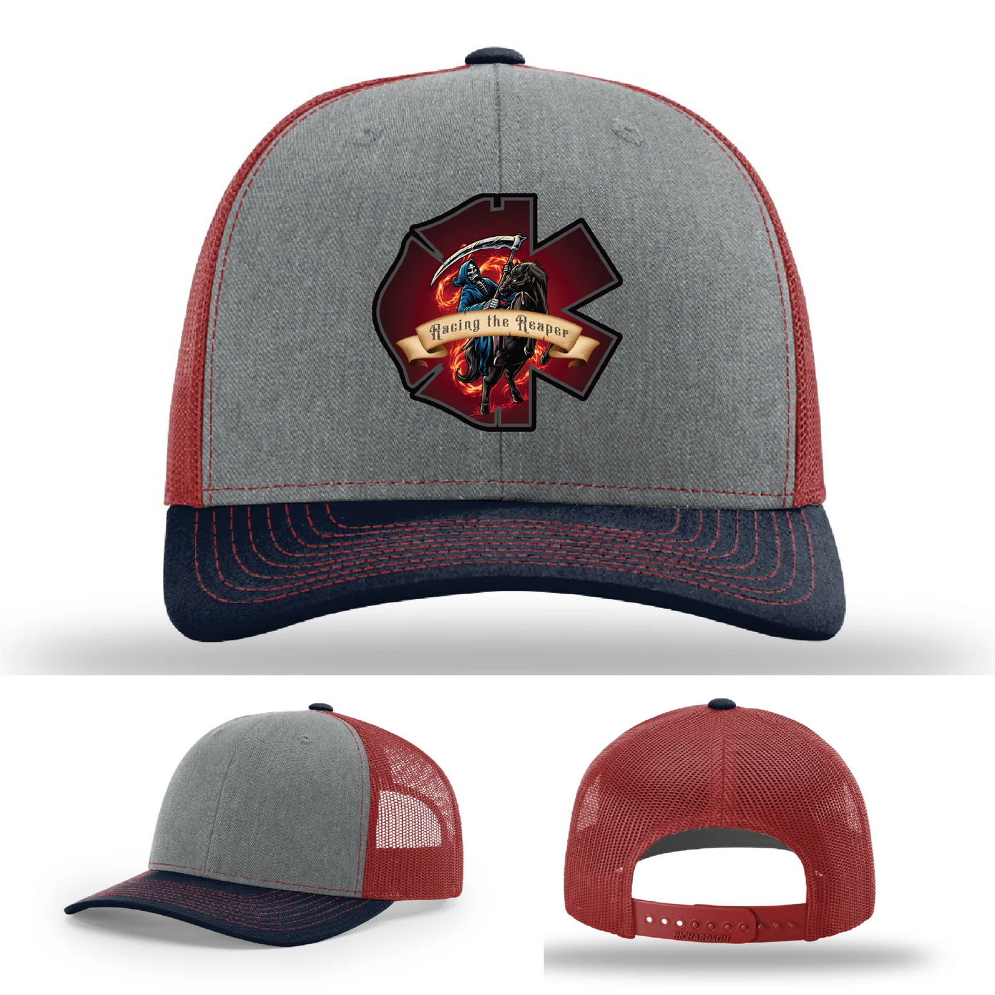 Fire & EMS Reaper Hat | Full-Color Leather Patch Design