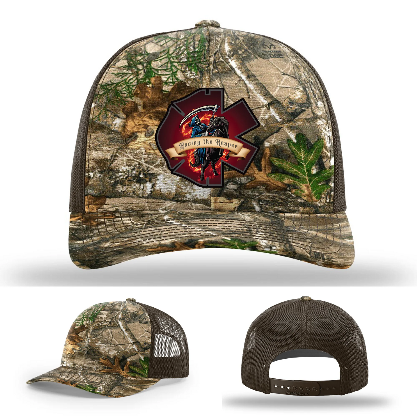 Fire & EMS Reaper Hat | Full-Color Leather Patch Design