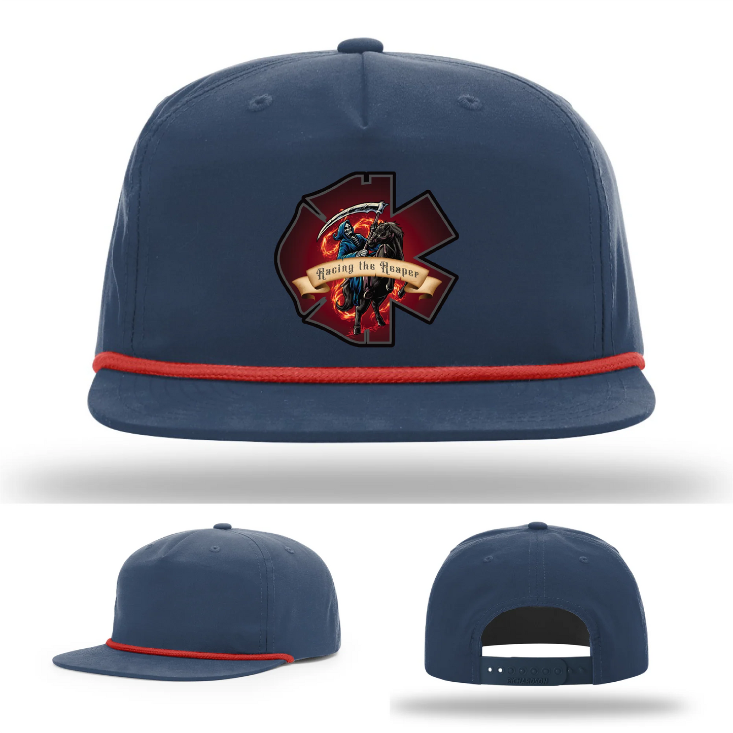 Fire & EMS Reaper Hat | Full-Color Leather Patch Design