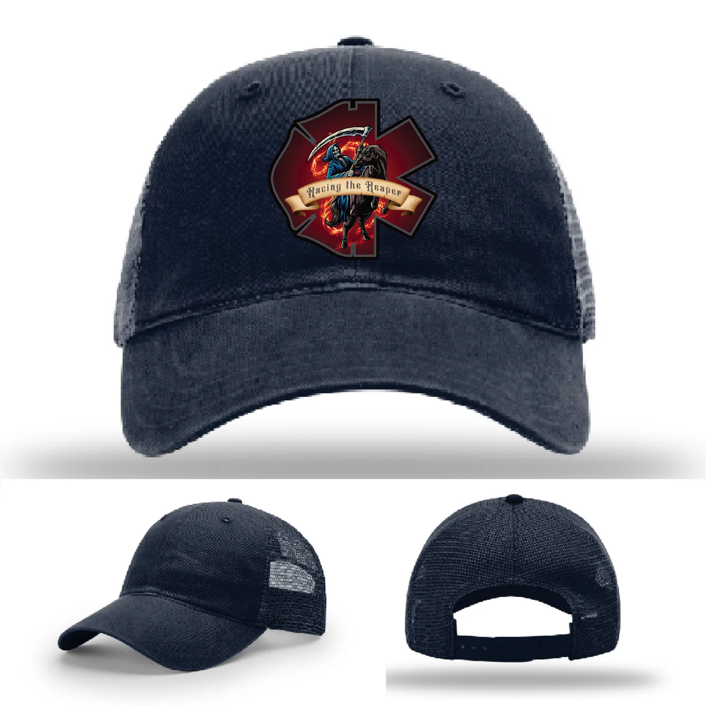 Fire & EMS Reaper Hat | Full-Color Leather Patch Design