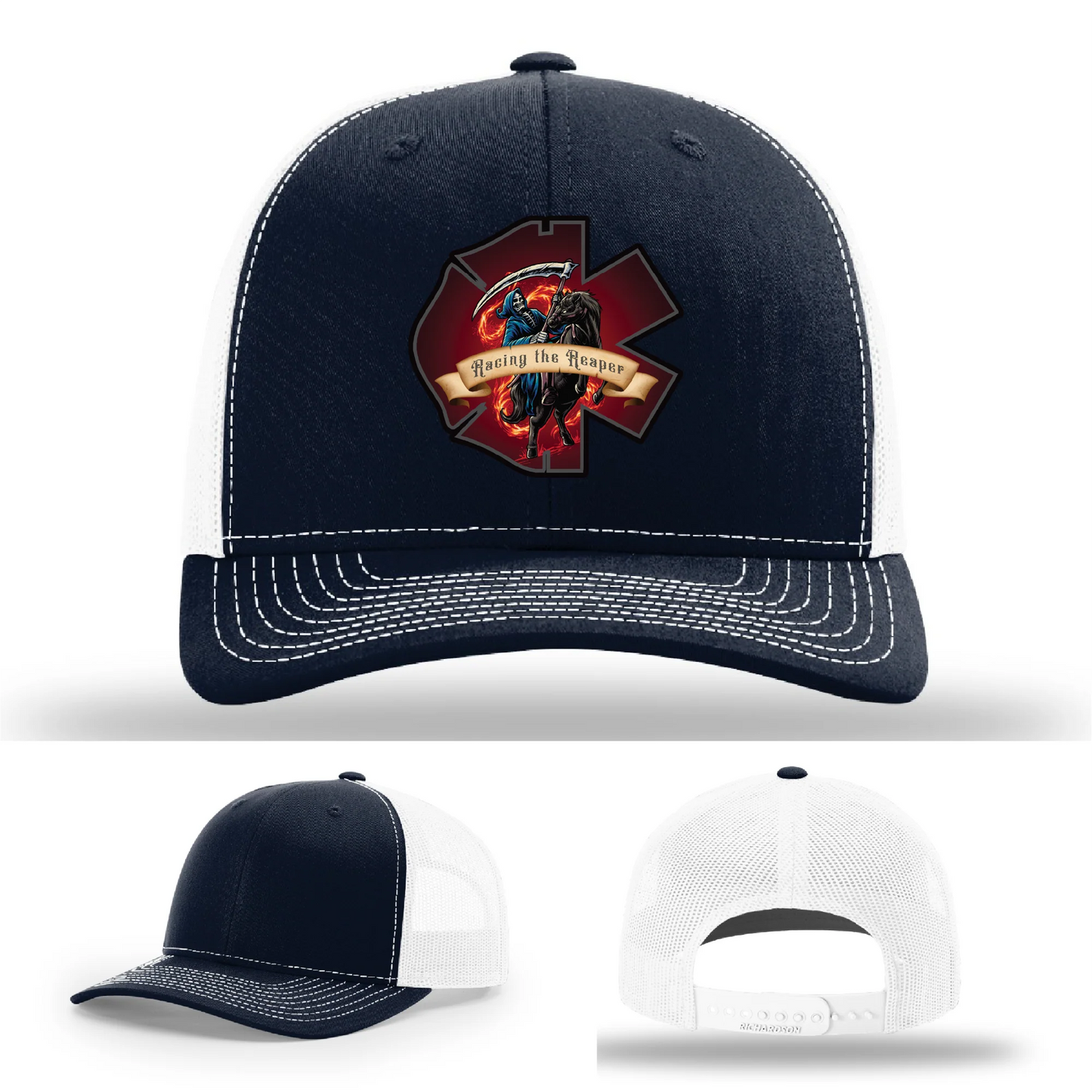 Fire & EMS Reaper Hat | Full-Color Leather Patch Design