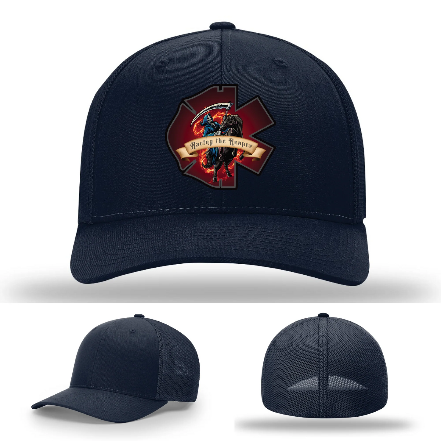 Fire & EMS Reaper Hat | Full-Color Leather Patch Design