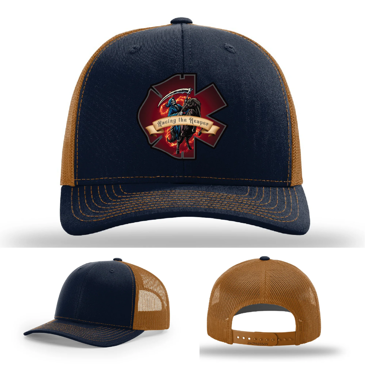 Fire & EMS Reaper Hat | Full-Color Leather Patch Design
