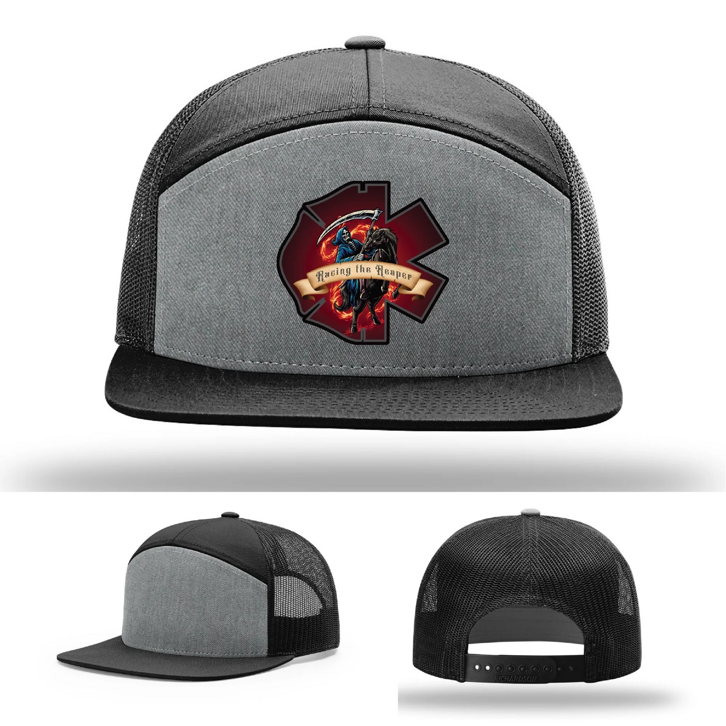Fire & EMS Reaper Hat | Full-Color Leather Patch Design