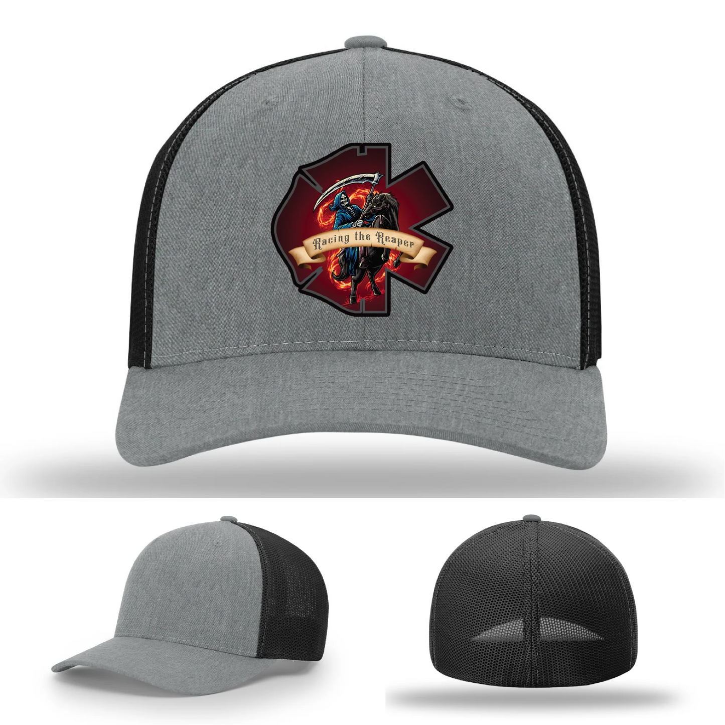 Fire & EMS Reaper Hat | Full-Color Leather Patch Design