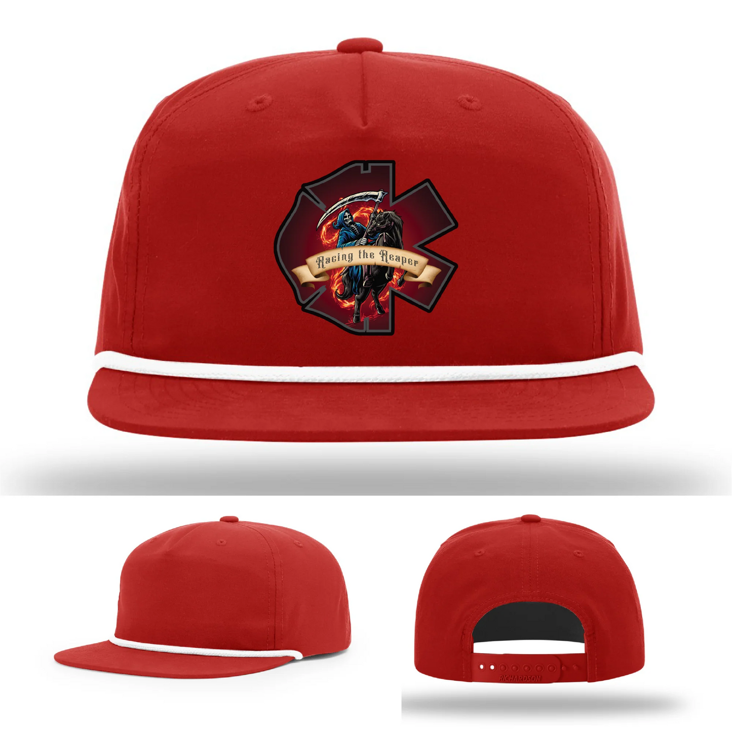 Fire & EMS Reaper Hat | Full-Color Leather Patch Design