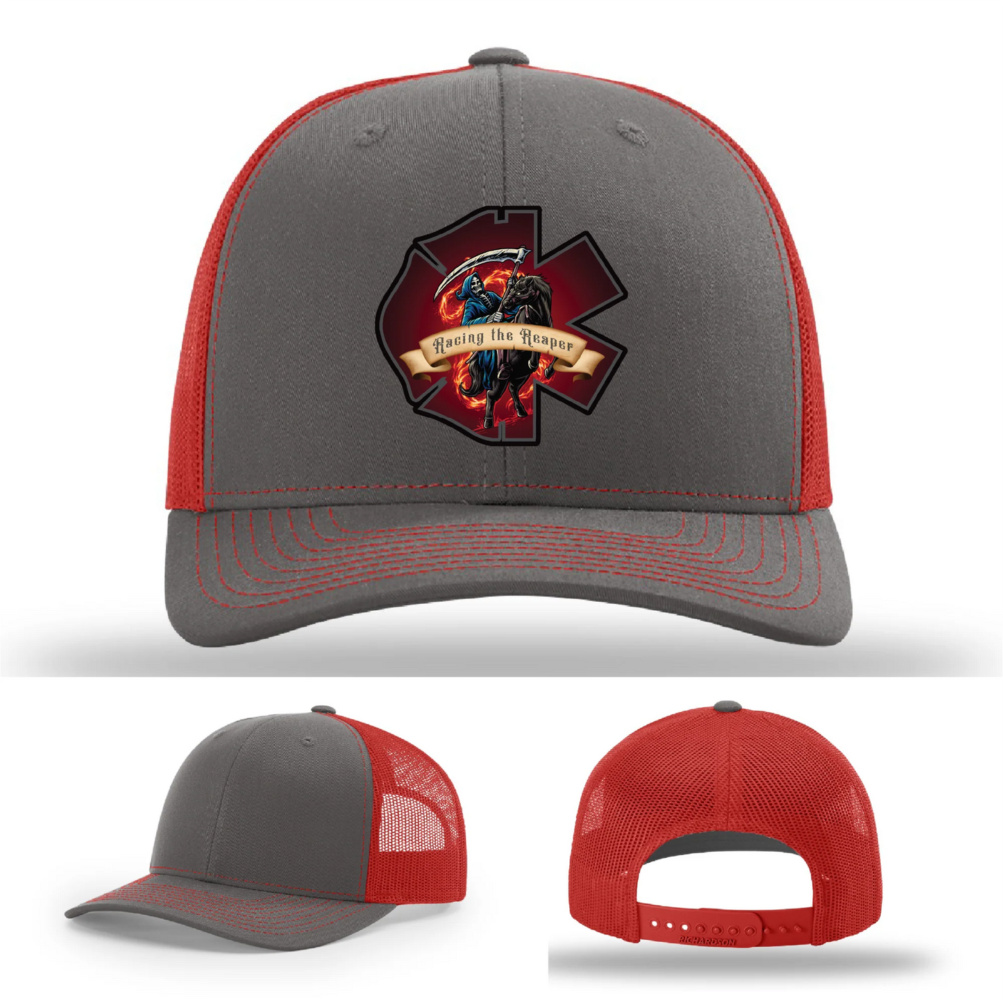 Fire & EMS Reaper Hat | Full-Color Leather Patch Design
