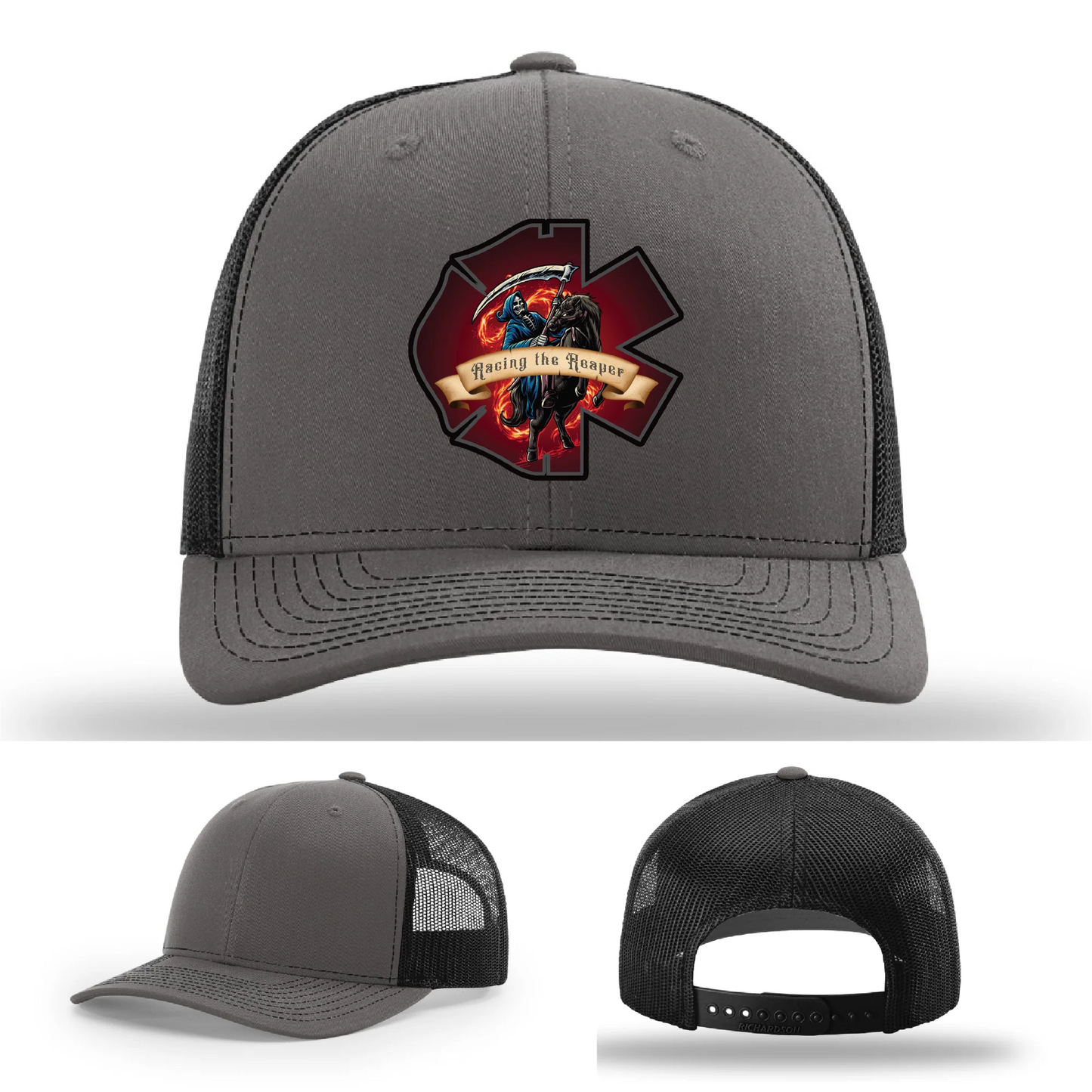 Fire & EMS Reaper Hat | Full-Color Leather Patch Design