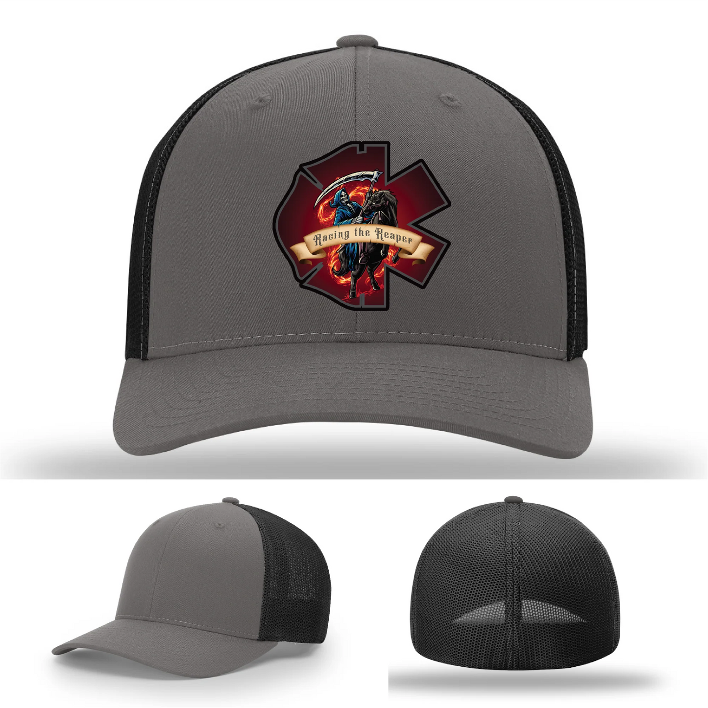 Fire & EMS Reaper Hat | Full-Color Leather Patch Design