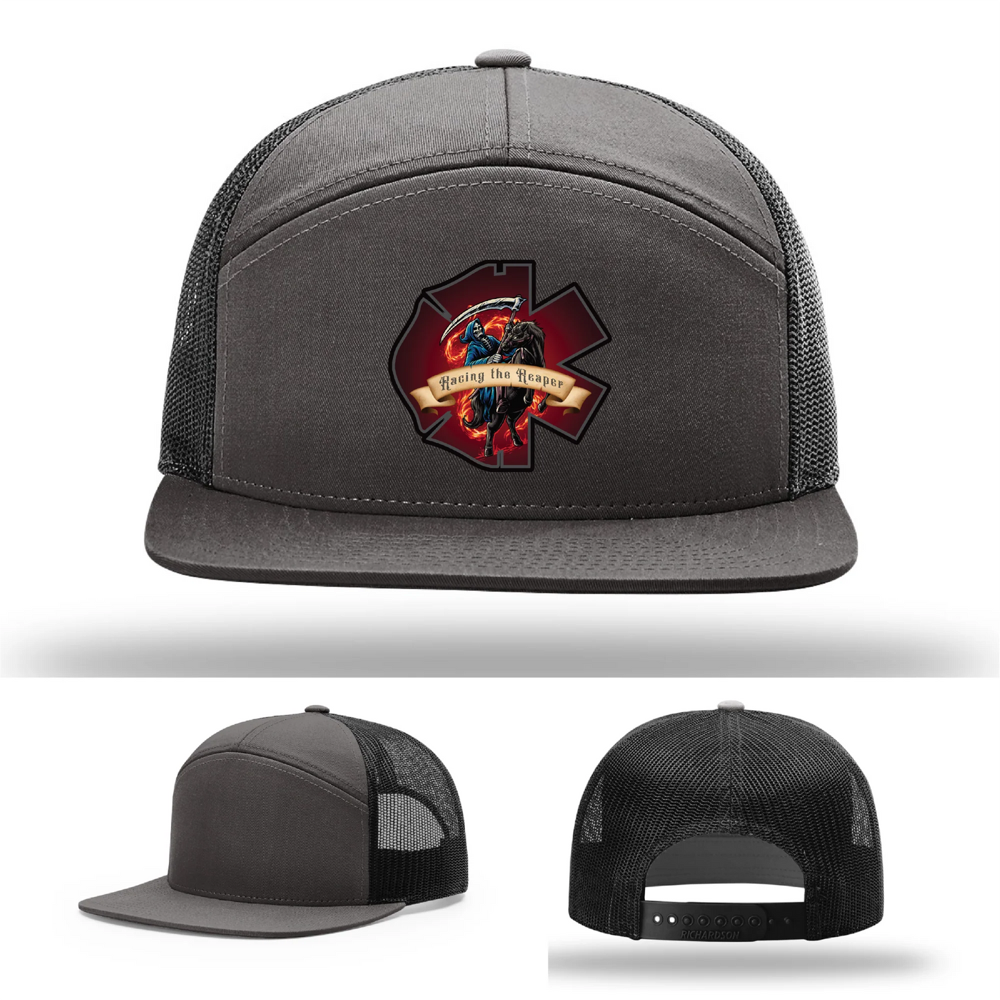 Fire & EMS Reaper Hat | Full-Color Leather Patch Design