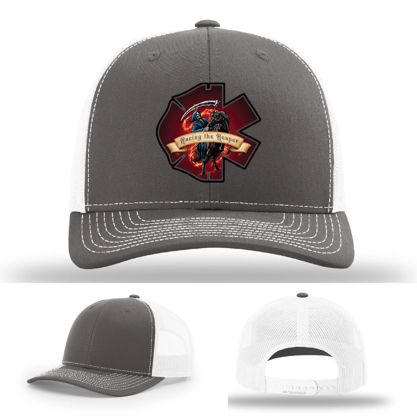 Fire & EMS Reaper Hat | Full-Color Leather Patch Design