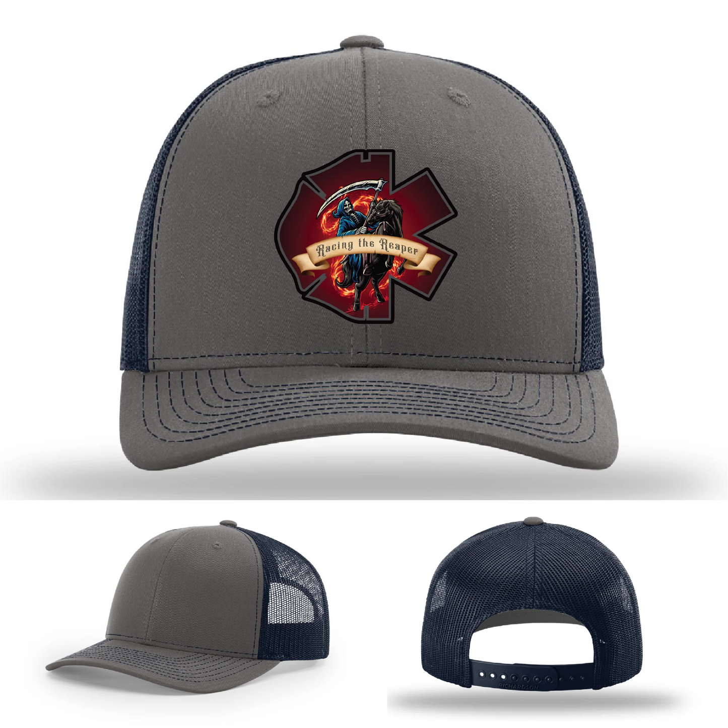 Fire & EMS Reaper Hat | Full-Color Leather Patch Design