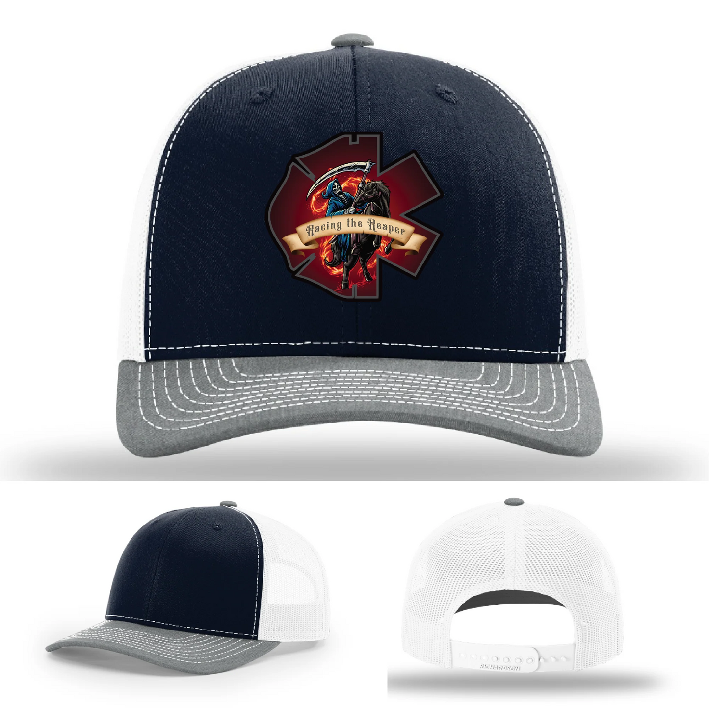 Fire & EMS Reaper Hat | Full-Color Leather Patch Design