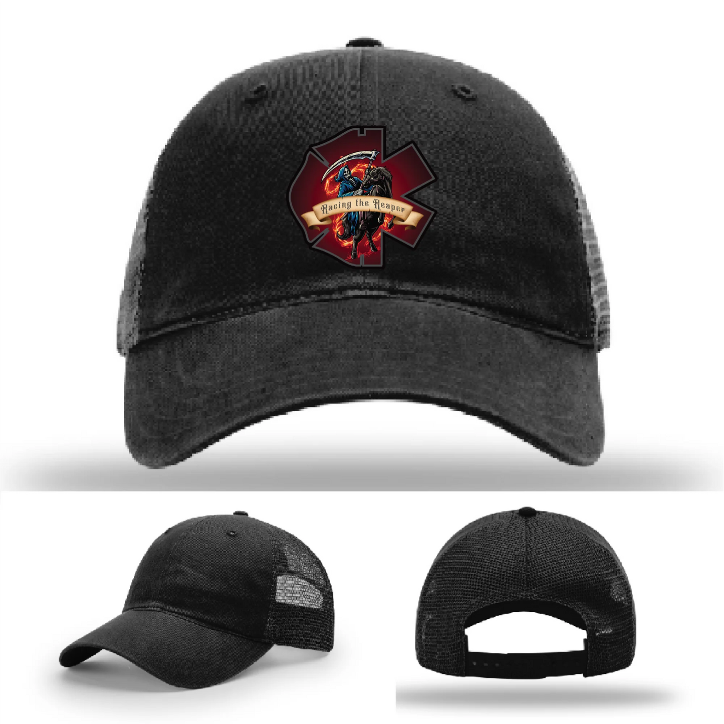 Fire & EMS Reaper Hat | Full-Color Leather Patch Design