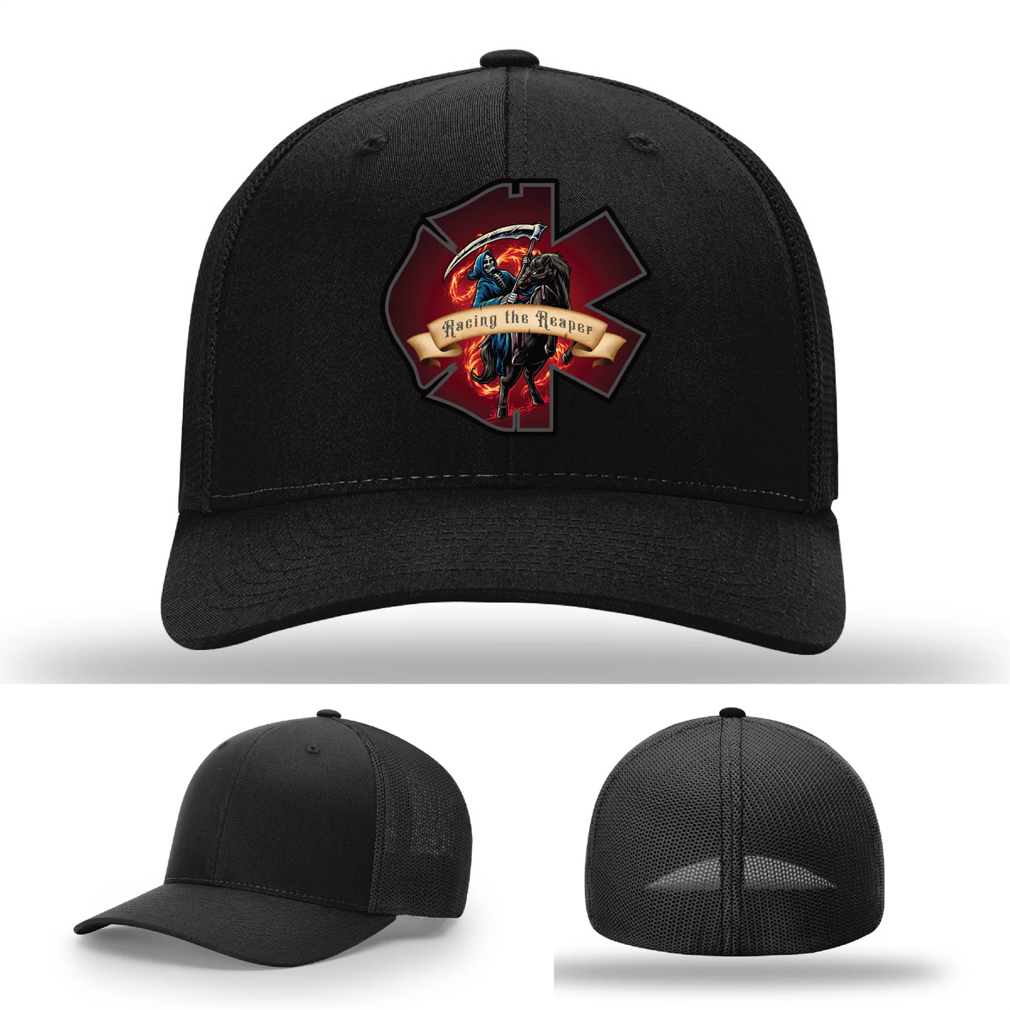 Fire & EMS Reaper Hat | Full-Color Leather Patch Design