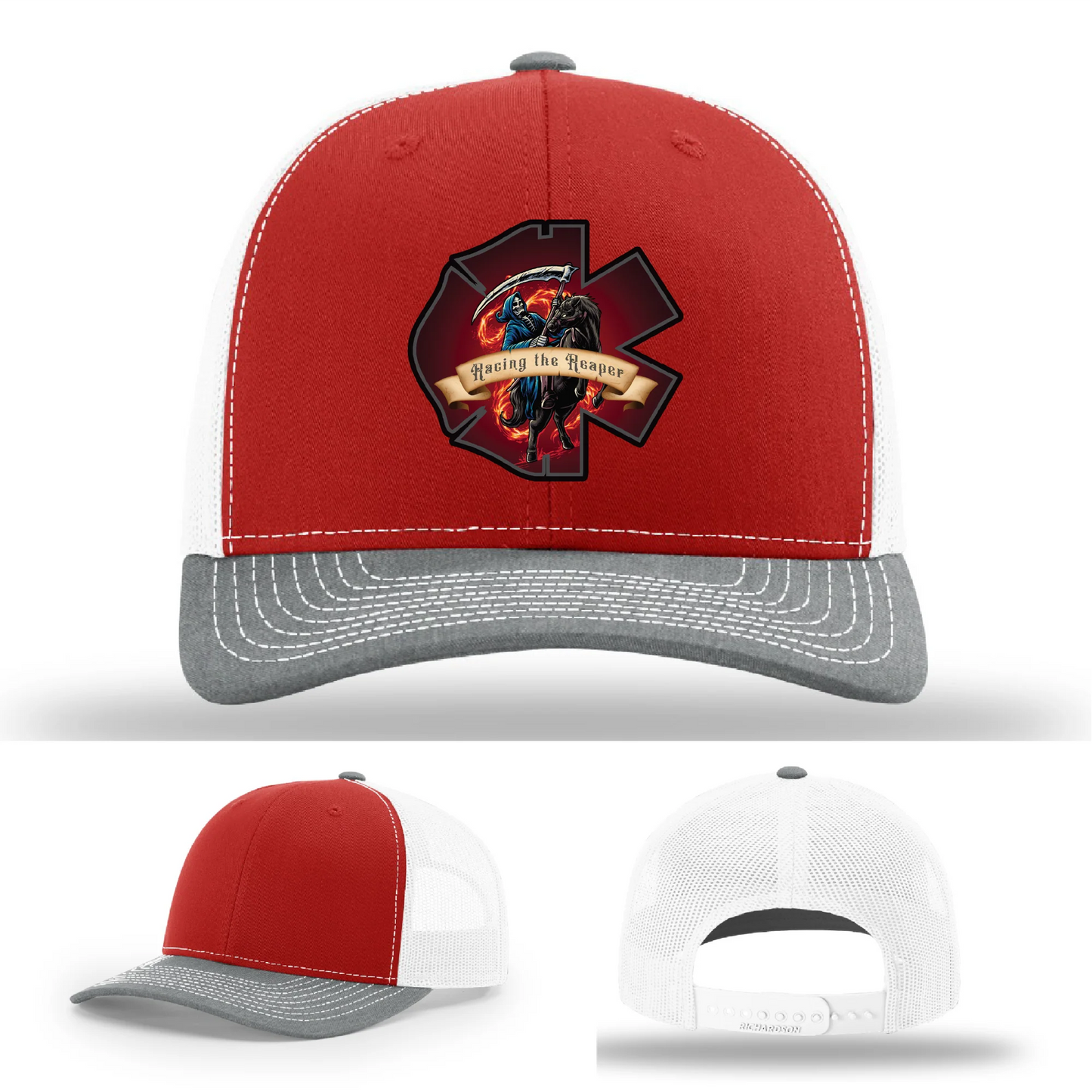 Fire & EMS Reaper Hat | Full-Color Leather Patch Design