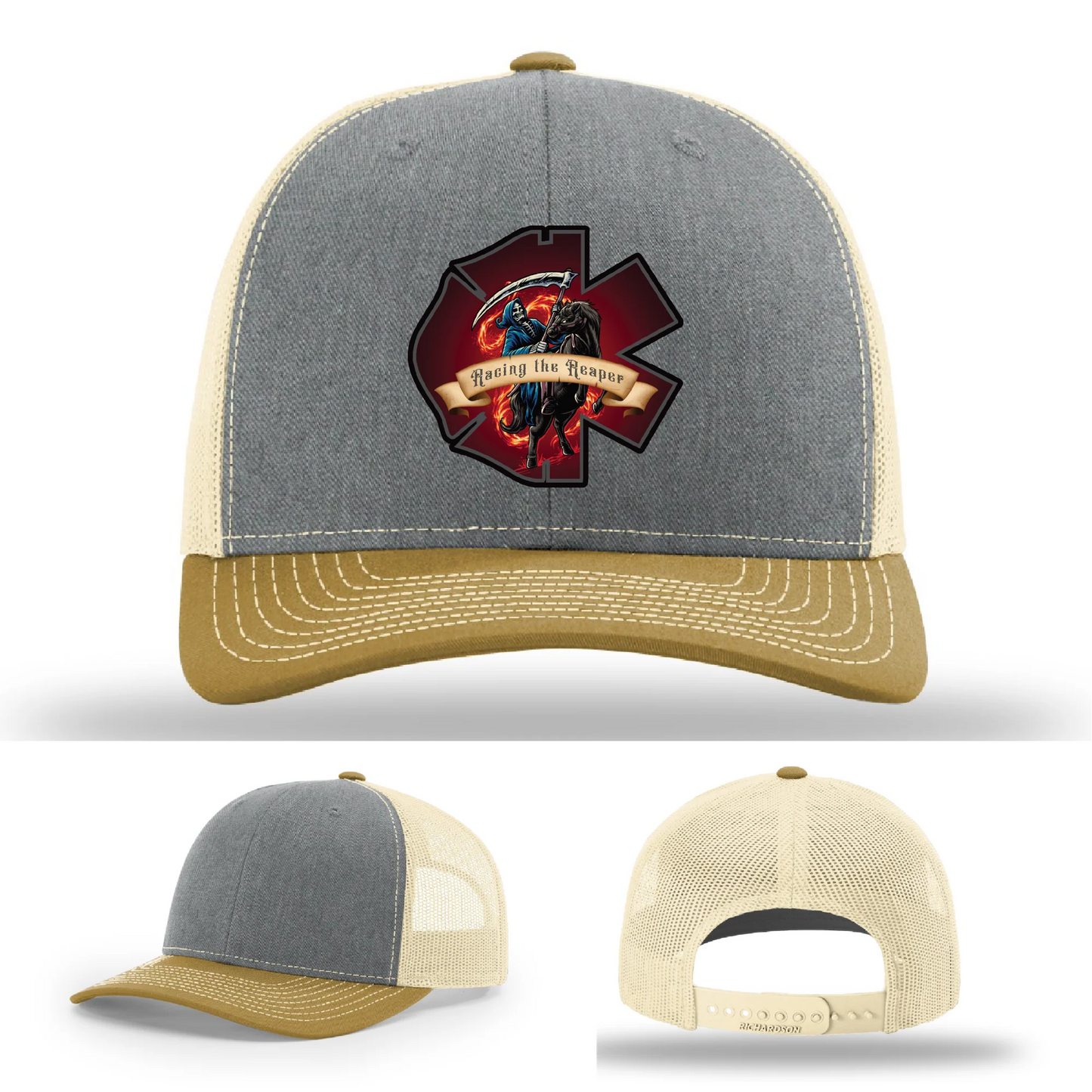 Fire & EMS Reaper Hat | Full-Color Leather Patch Design