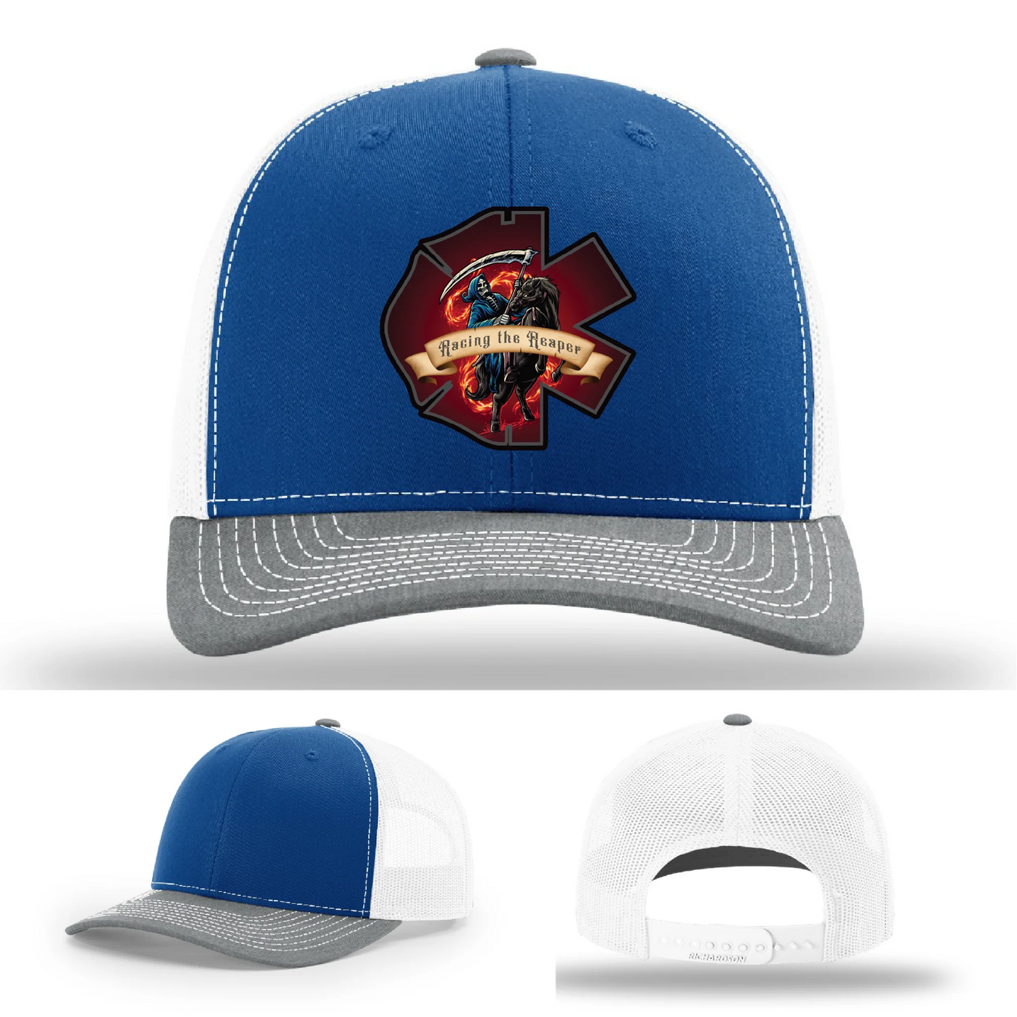 Fire & EMS Reaper Hat | Full-Color Leather Patch Design