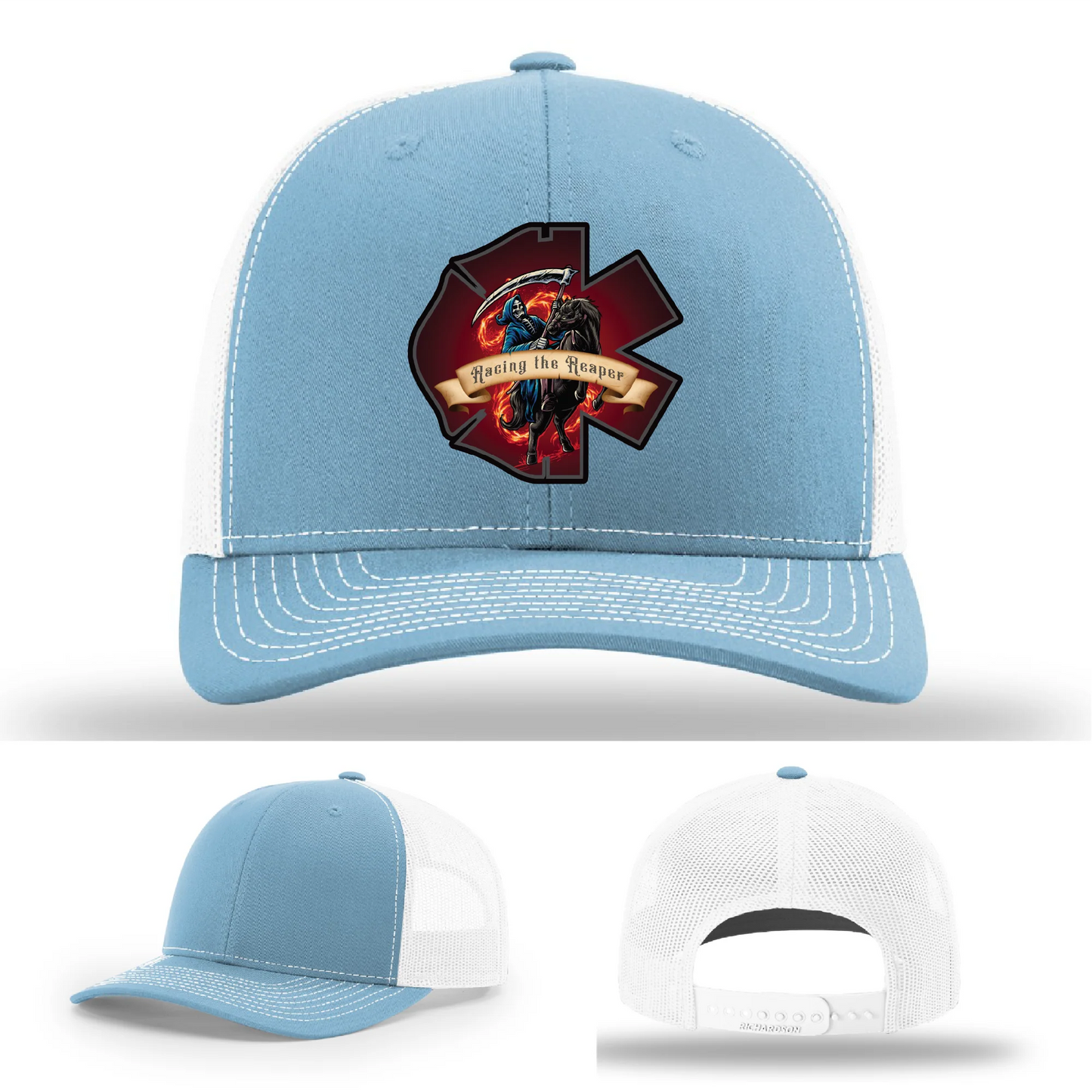 Fire & EMS Reaper Hat | Full-Color Leather Patch Design