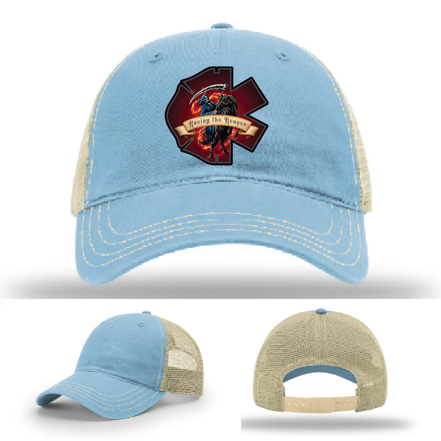 Fire & EMS Reaper Hat | Full-Color Leather Patch Design