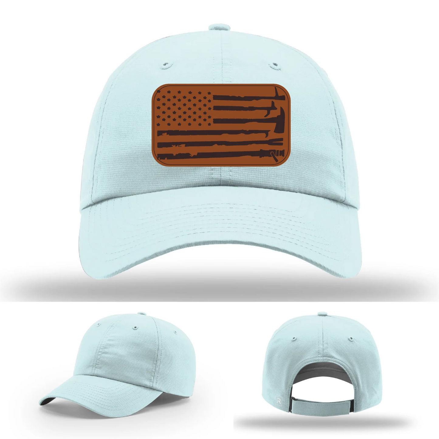 Fire Tools Flag Hat | Leather Patch Firefighter Design