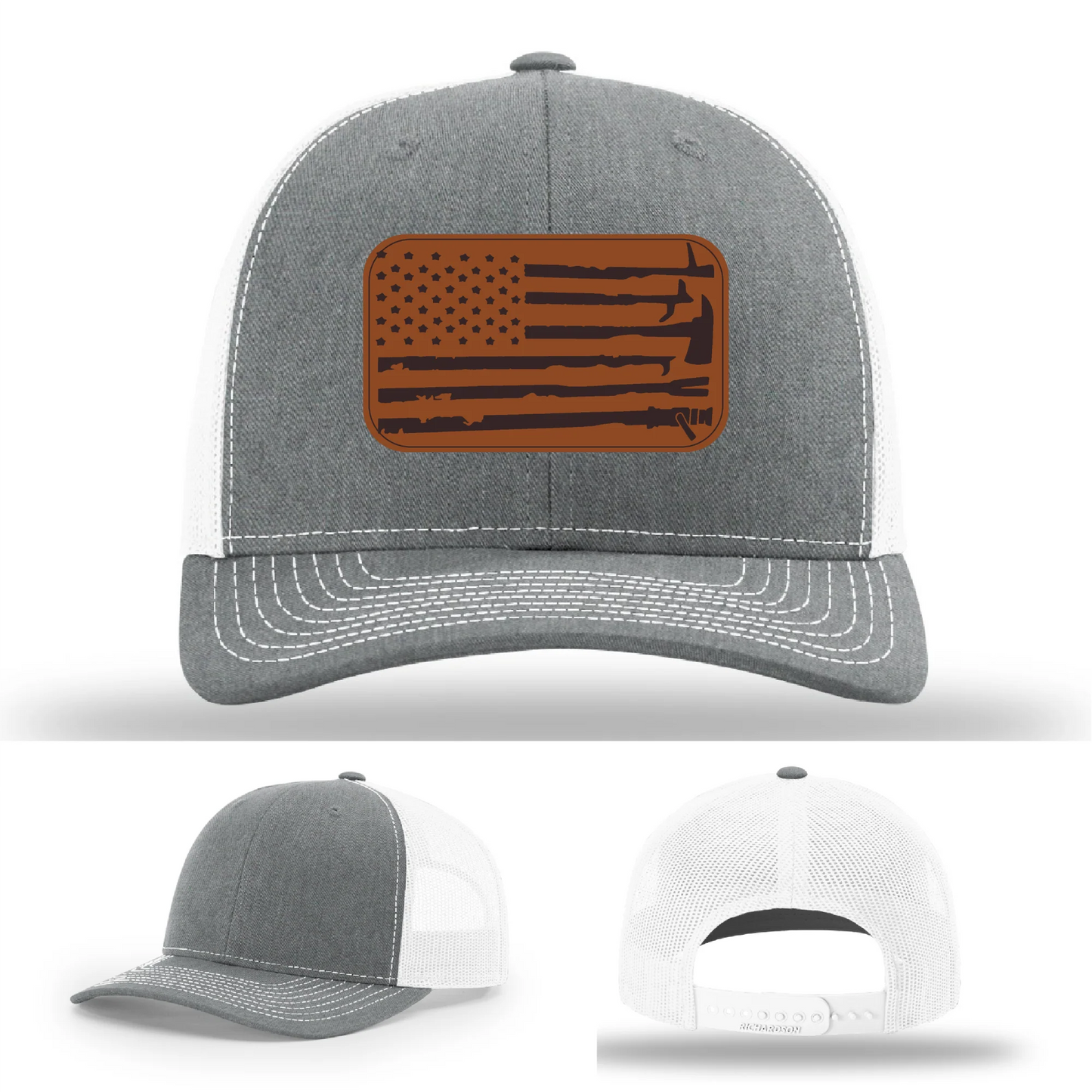 Fire Tools Flag Hat | Leather Patch Firefighter Design