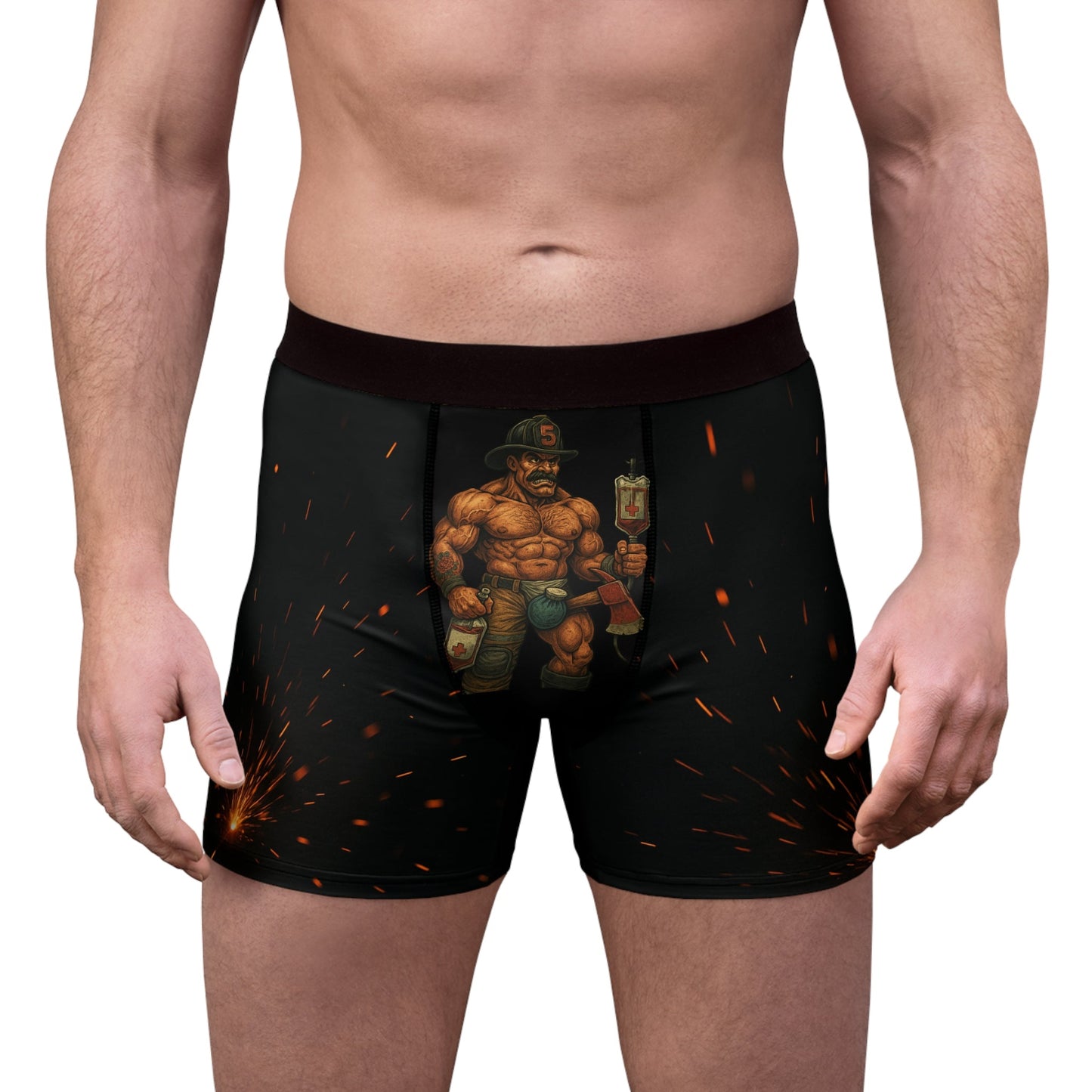 Funny firefighter underwear – Skid Mark 5000 tactical drawers with crisis-resistant cotton blend and parody design.