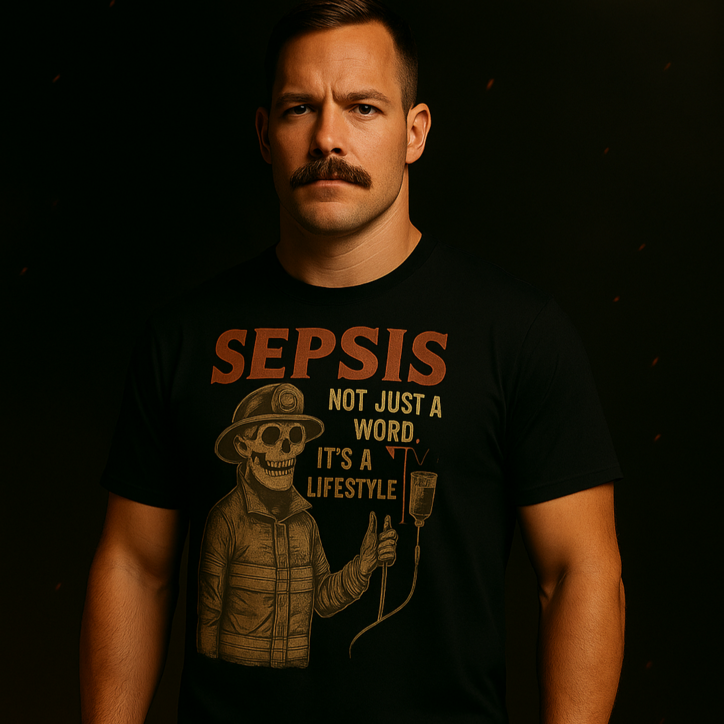 Sepsis Lifestyle firefighter shirt – Septic & Salty medic humor tee with vintage dark comedy design.