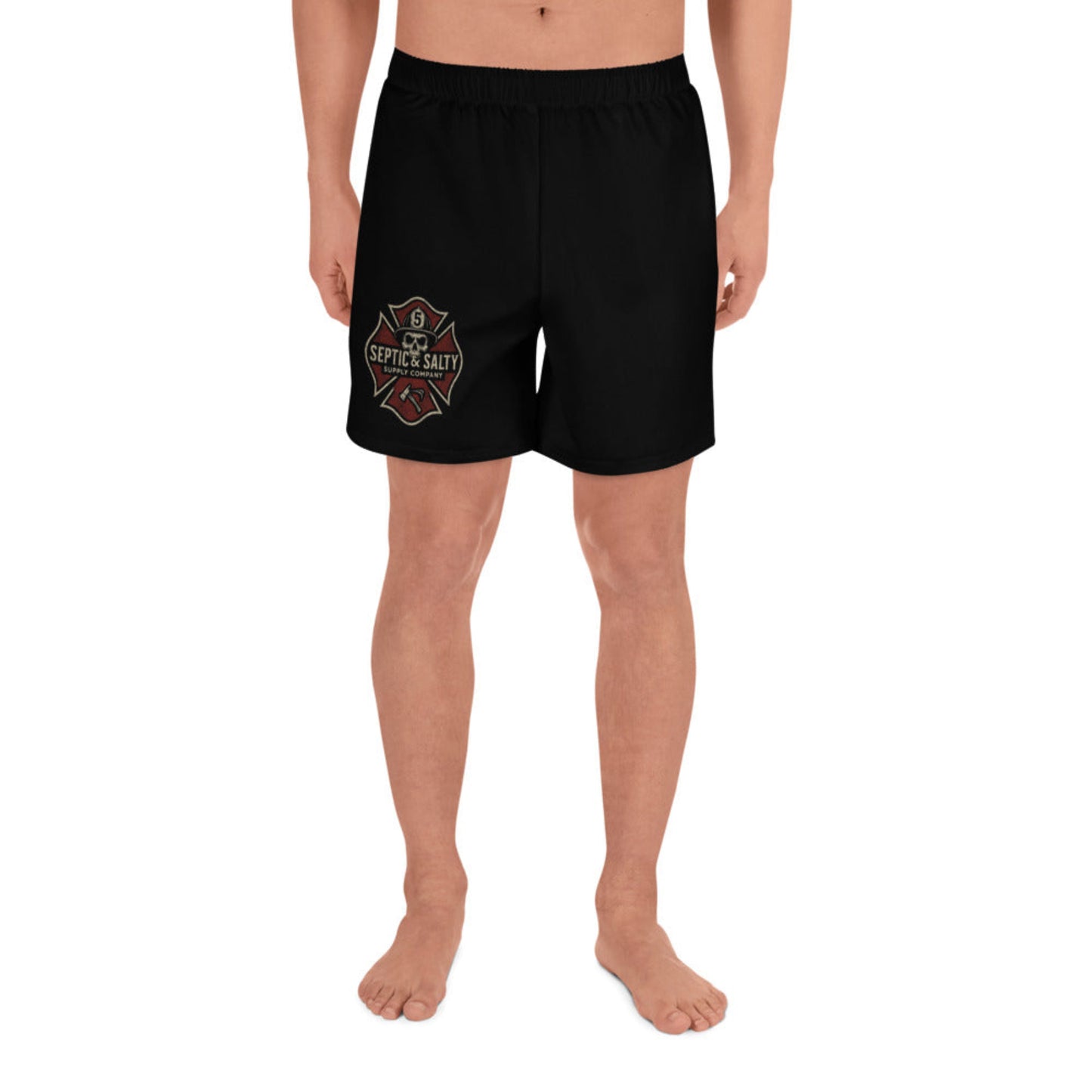Firefighter lifestyle shorts – moisture-wicking tactical gear with Septic & Salty design.