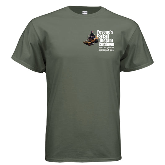 Fescue’s Fatal Instant Cutdown firefighter shirt with Battalion Chief stamp