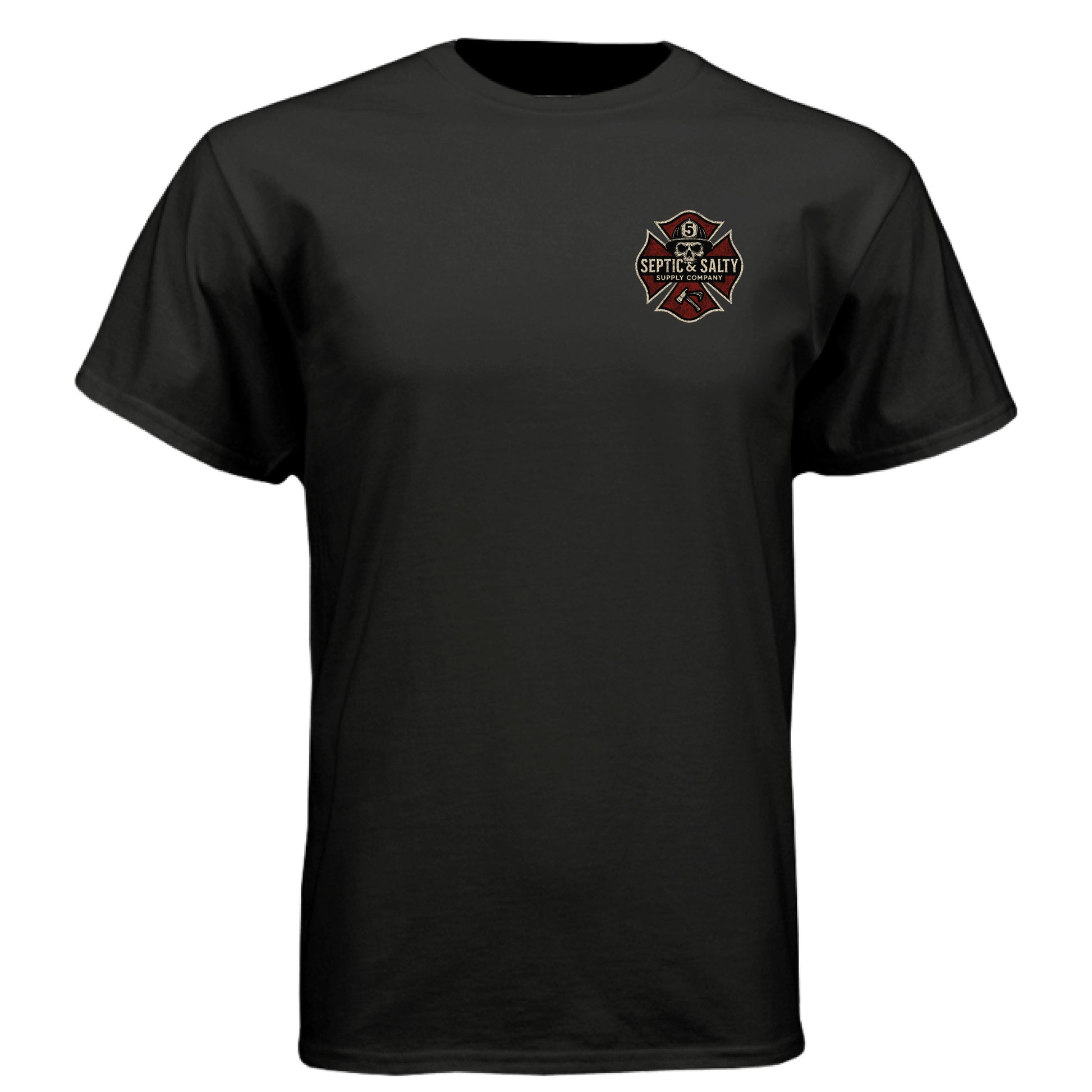 WWJD firefighter shirt in charcoal black with bold graphic