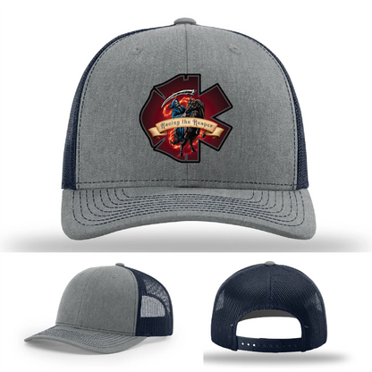 Fire & EMS Reaper Hat | Full-Color Leather Patch Design