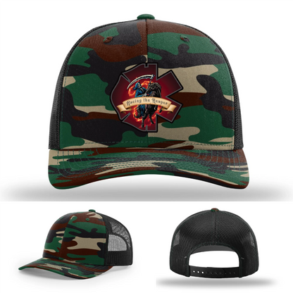 Fire & EMS Reaper Hat | Full-Color Leather Patch Design