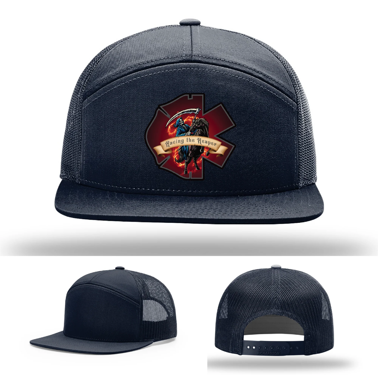 Fire & EMS Reaper Hat | Full-Color Leather Patch Design