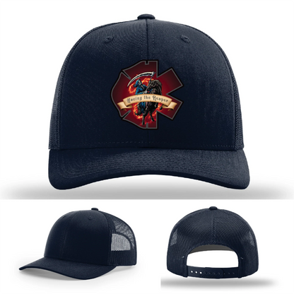 Fire & EMS Reaper Hat | Full-Color Leather Patch Design