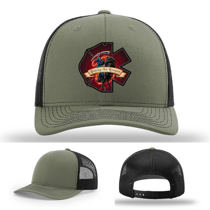 Fire & EMS Reaper Hat | Full-Color Leather Patch Design
