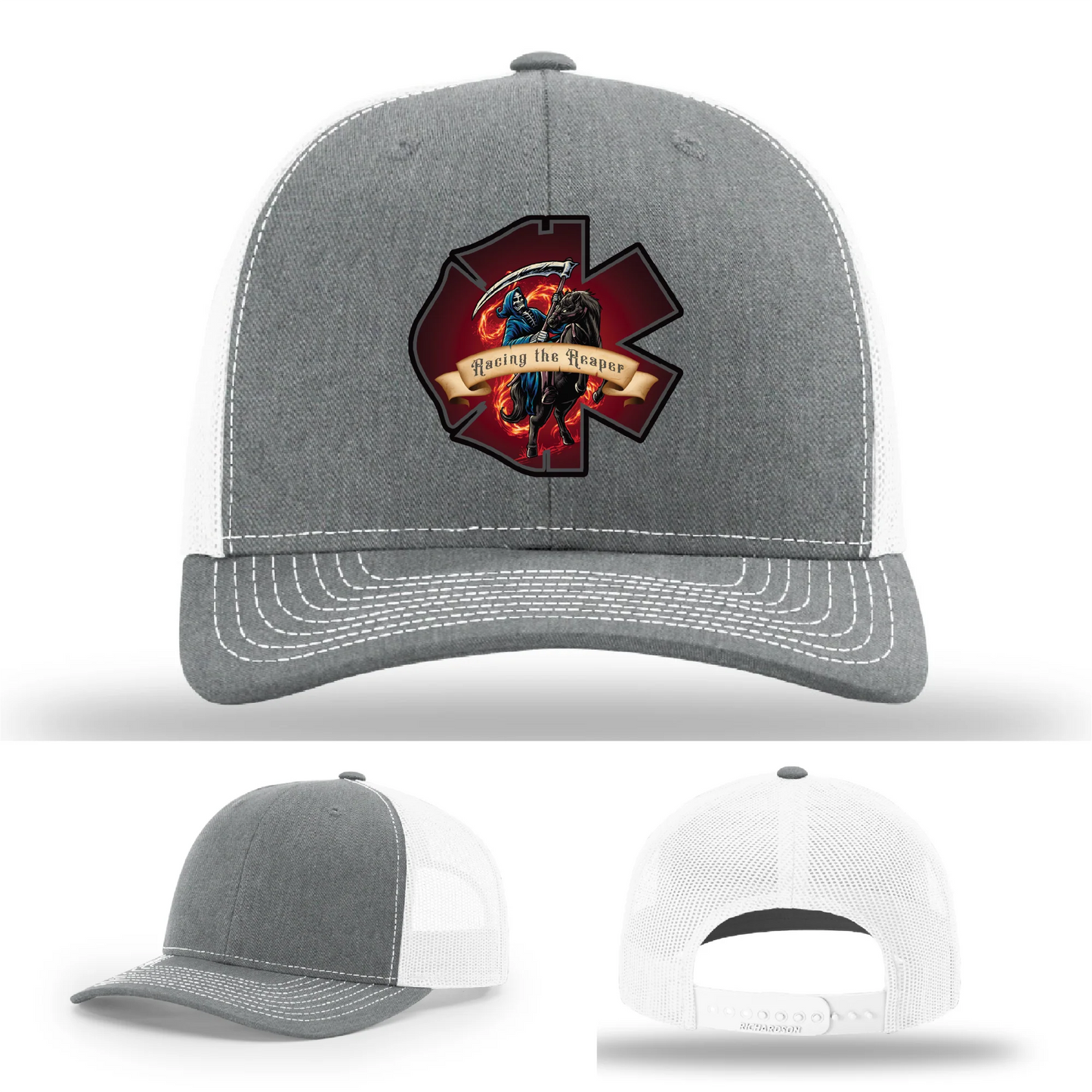 Fire & EMS Reaper Hat | Full-Color Leather Patch Design