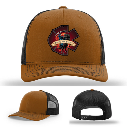 Fire & EMS Reaper Hat | Full-Color Leather Patch Design