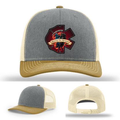 Fire & EMS Reaper Hat | Full-Color Leather Patch Design