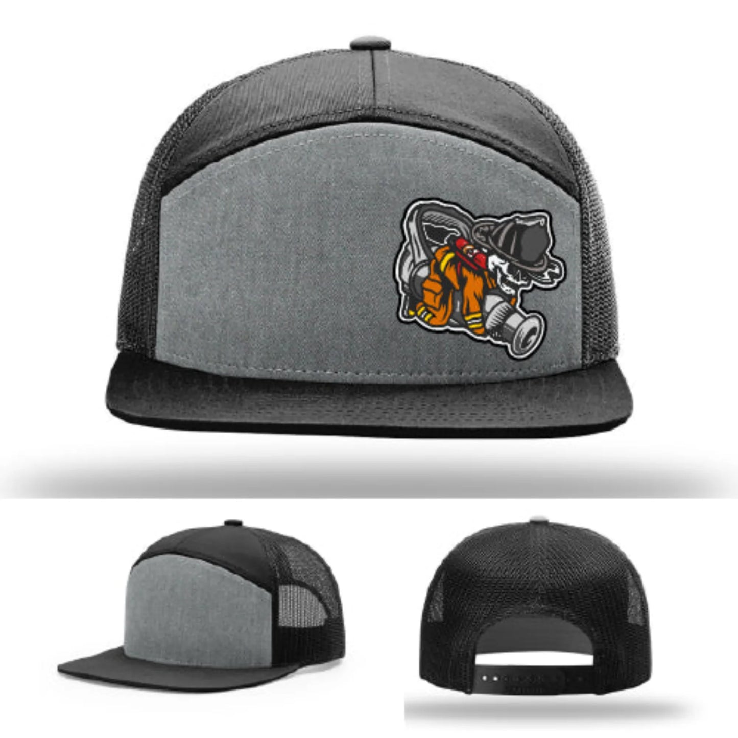 Straight Stream Psycho Firefighter Leather Patch Hat