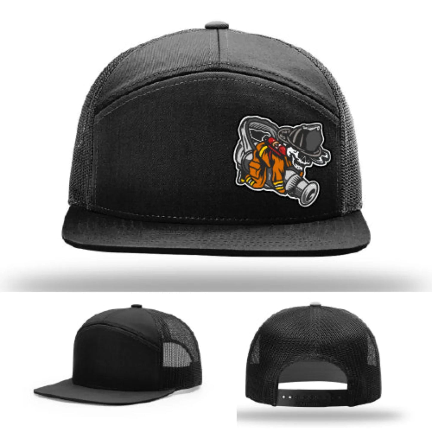 Straight Stream Psycho Firefighter Leather Patch Hat