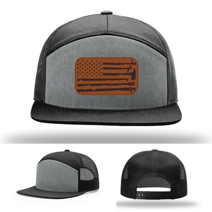 Fire Tools Flag Hat | Leather Patch Firefighter Design