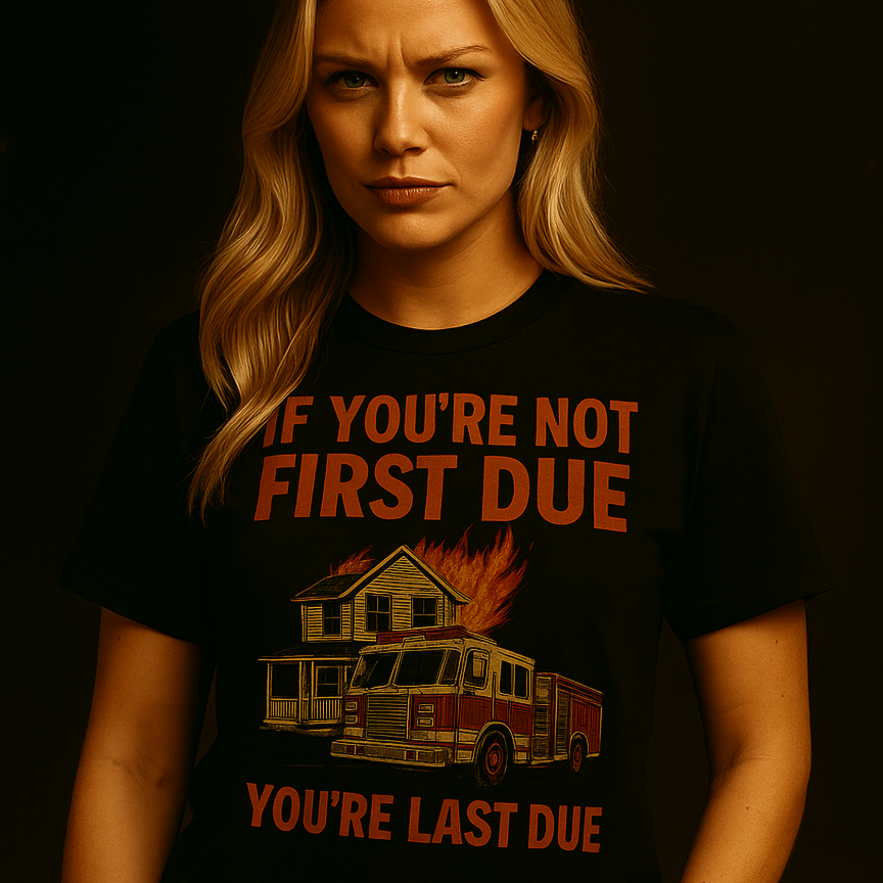 First Due or Forgotten firefighter shirt – vintage style Septic & Salty tee with sarcastic firehouse humor design.