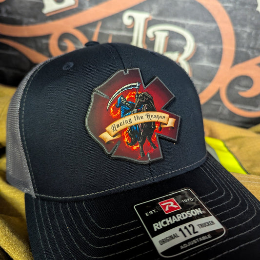 Fire & EMS Reaper Hat | Full-Color Leather Patch Design