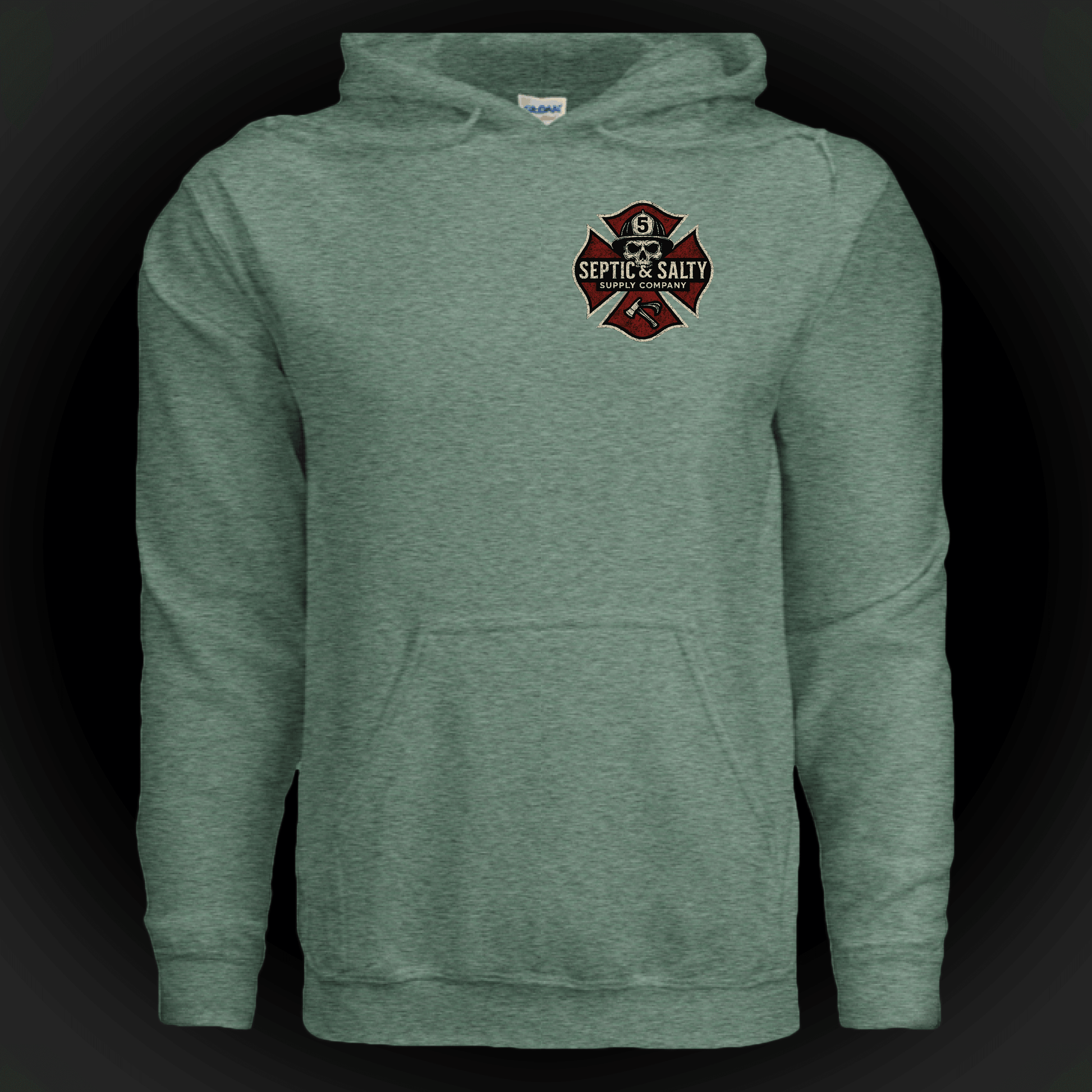 Firehouse Fistfights Hoodie-Firehouse Humor For Firefighters in green with emblem design