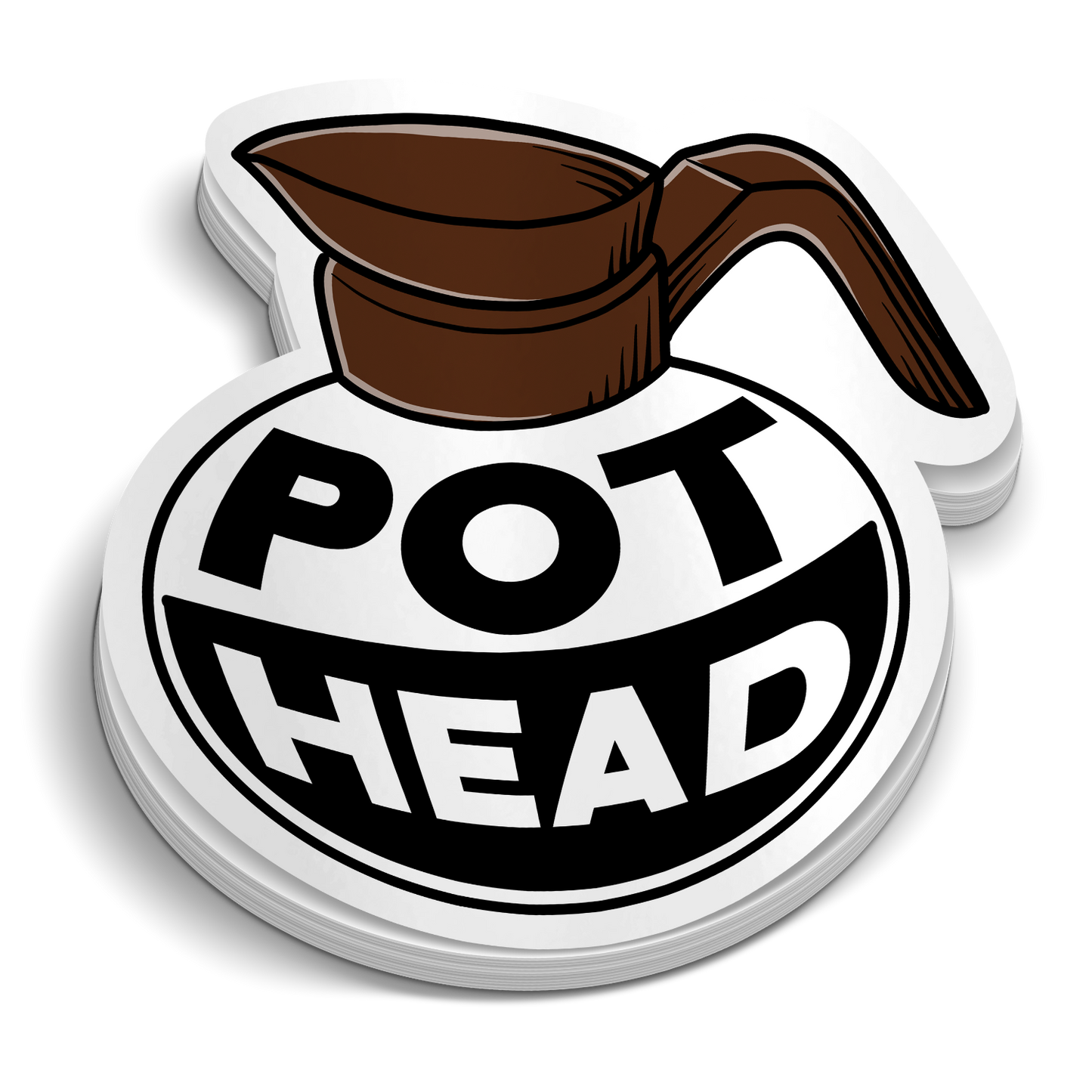 Pot Head die-cut firefighter EMS coffee pot humor sticker, weatherproof vinyl, 2.5 inch