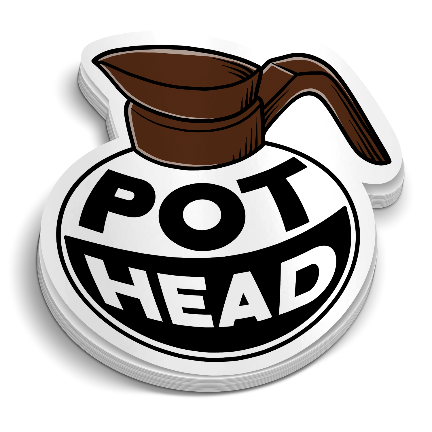 Pot Head die-cut firefighter EMS coffee pot humor sticker, weatherproof vinyl, 2.5 inch