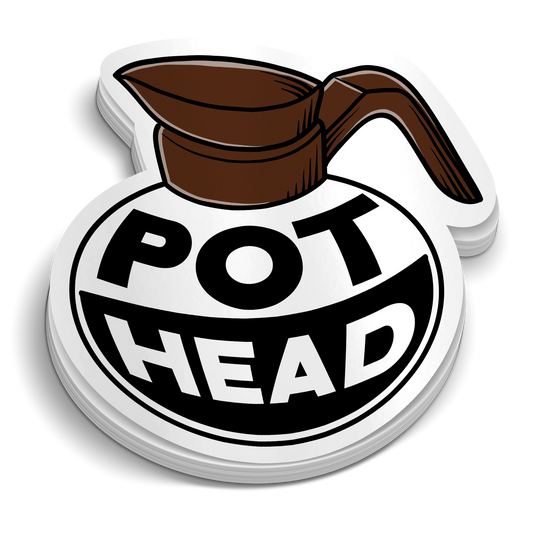 Pot Head die-cut firefighter EMS coffee pot humor sticker, weatherproof vinyl, 2.5 inch